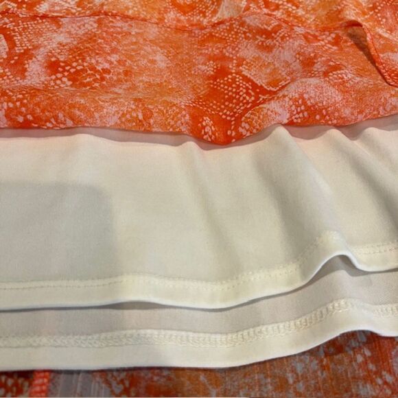 Judith March Women's Dress Orange Gauzy Snakeskin Print White Lined Size Small - Picture 5 of 10